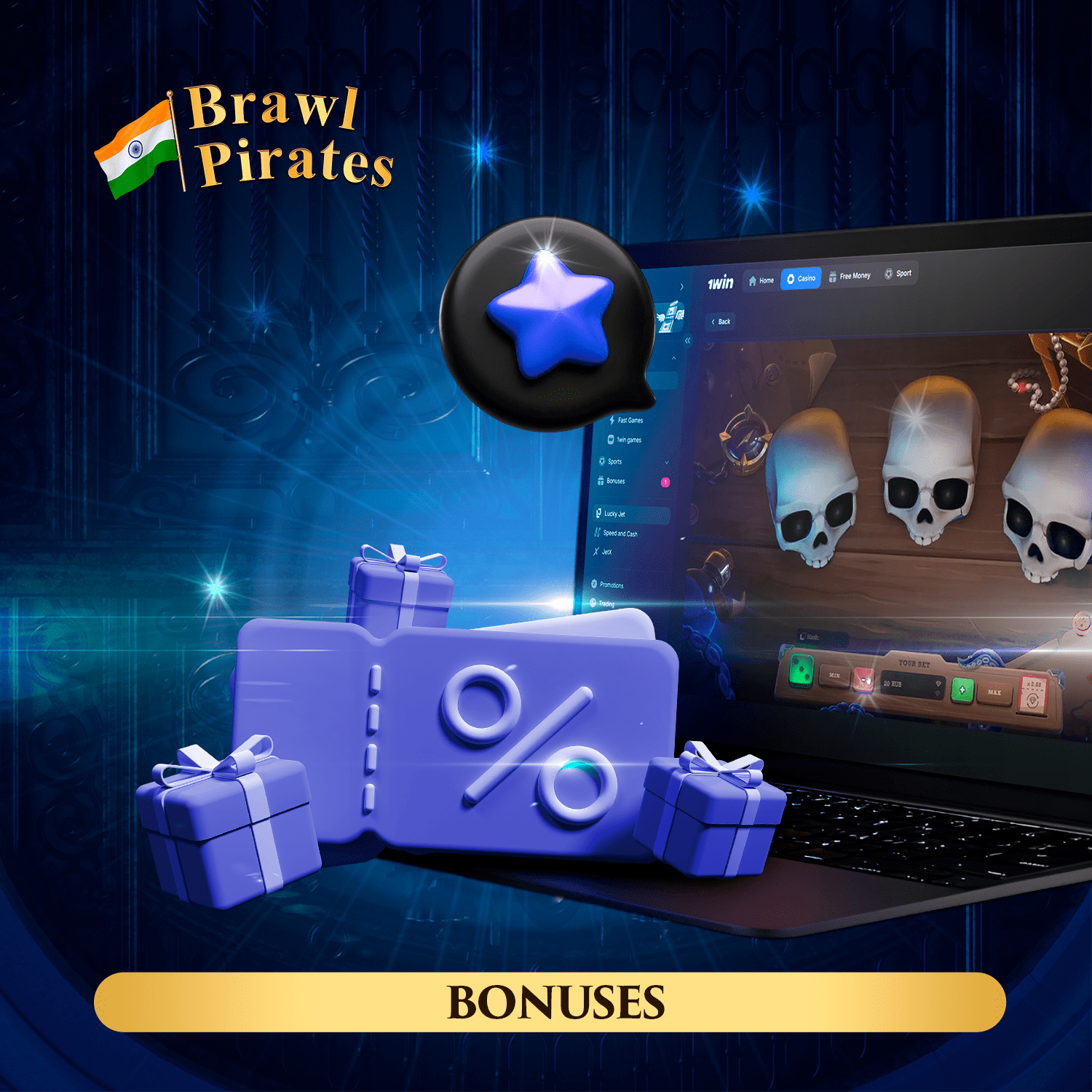 Check out the bonuses for the Brawl Pirates game
