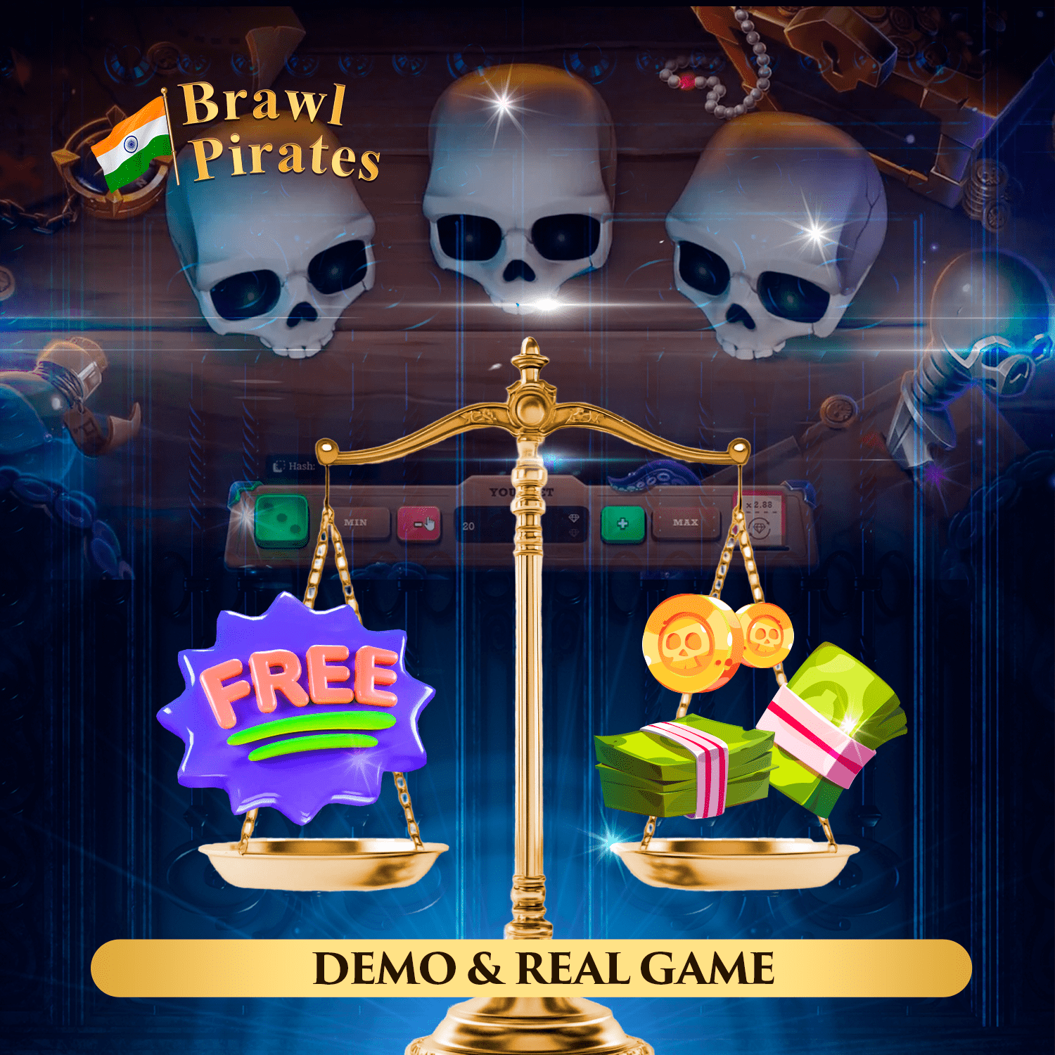 There are advantages to playing Brawl Pirates demo and for real money